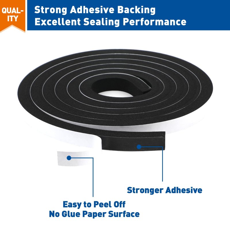 Magzo Door Weather Stripping 1 2 Inch W X 3 8 T Adhesive Foam Tape High Density Total Length 13 Feet 6 5ft Rolls