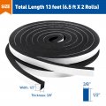 Magzo Door Weather Stripping 1 2 Inch W X 3 8 T Adhesive Foam Tape High Density Total Length 13 Feet 6 5ft Rolls