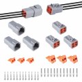 Muyi 3 Kits 4 Pin Way Dtp Series Connector -12 Awg Waterproof Electrical Plugs Ip65 Heavy Duty Sockets Size 12 Terminals 