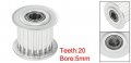 Uxcell Aluminum 20t 5mm Bore 3mm Pitch Timing Belt Pulley With Bearing For 15mm