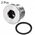 Uxcell Stainless Steel Inner Hex Head M24x1 5 Pipe Fitting Plug With Seal Ring For Terminate Ends 2pcs