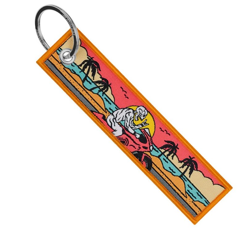 Skull Beach Rider Keychain For Motorcycles Scooters And Cars Scratch Resistant Fabric Key Tag With Two Metal Rings 5 12 In