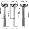 Uxcell Forstner Wood Boring Drill Bits 22mm 23mm 24mm Dia Hole Saw Carbide Alloy Steel Tip Round Shank Cutting For Hinge