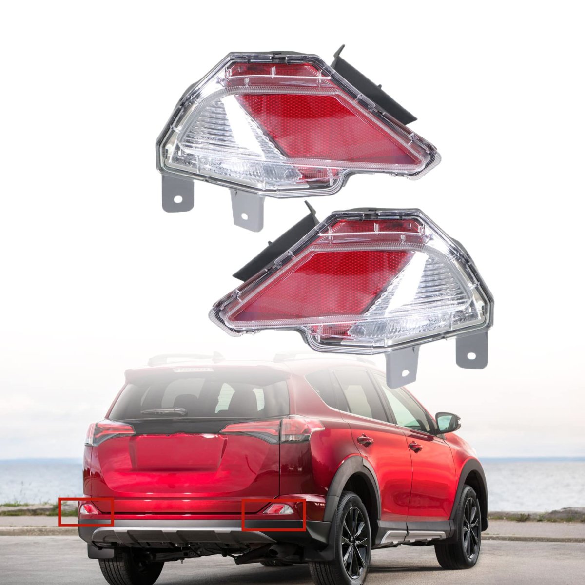 2-pack Rear Bumper Reflector Stop Tail Light Break Replacement For 2016-2018 Rav4 814800r040 To2883107 814900r040
