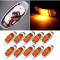 10 Pack Oval Led Trailer Marker Lights With Chrome Bezel Amber Clearance Side Lamps Waterproof Universal Mount For Truck Rv Bus 