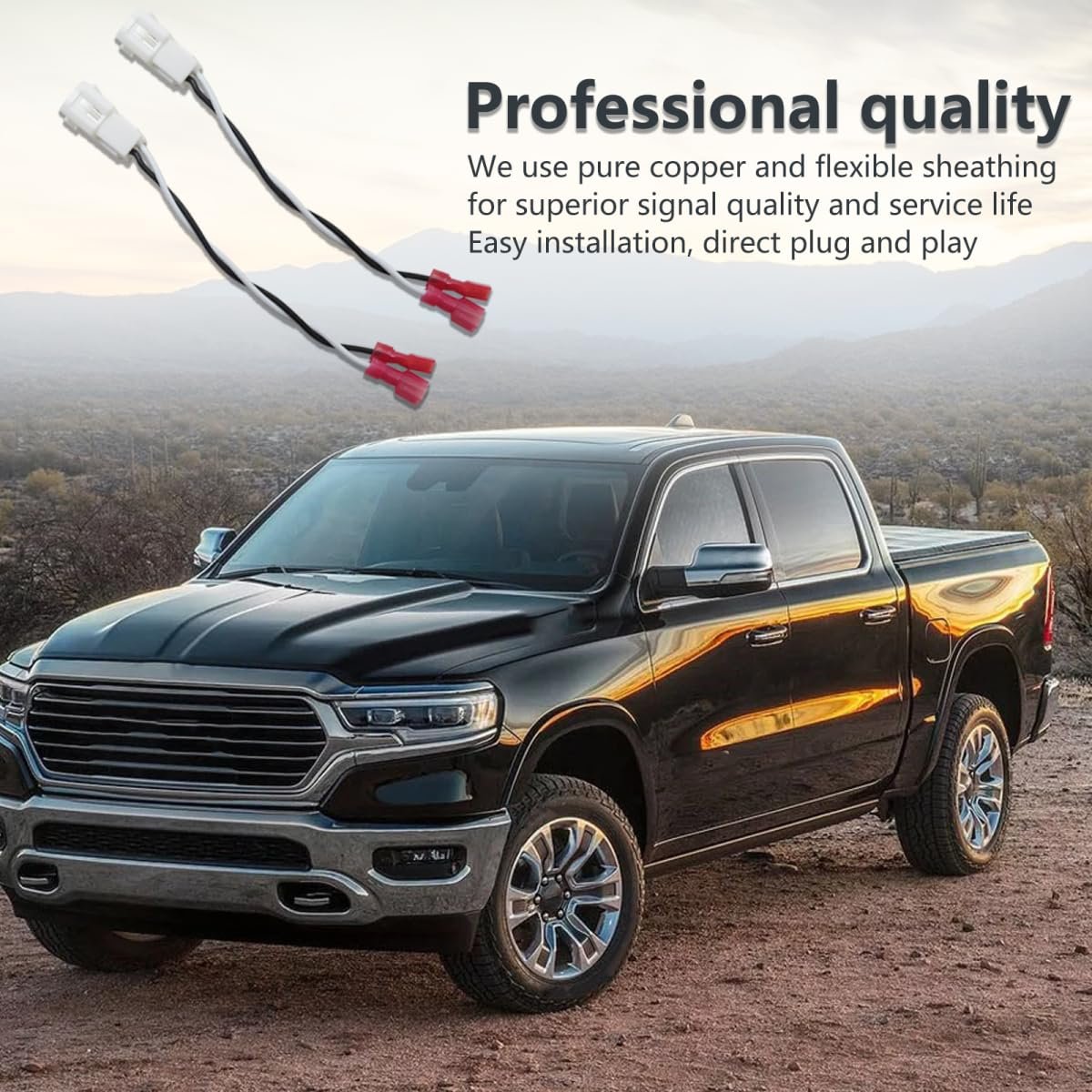 2 Pcs Front Dash Tweeter Speaker Wiring Harness Adapter Connector Copper Audio Cable Plug Replacement For Dodge Jeep Chrysler