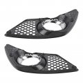Autokay Front Left And Right Fog Light Chrome Shell With Black Insert Cover Trims For Mercedes Benz C300 W204 08-2011 Set Of 2