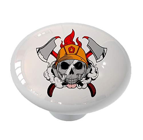 Gotham Decor Firefighter Skull Ceramic Drawer Knob