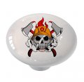 Gotham Decor Firefighter Skull Ceramic Drawer Knob 