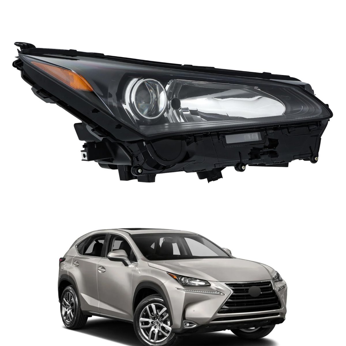 1pc Passenger Side Replacement For Lexus Nx200t Nx300h 2015-2017 W O Sport Pkg Black Housing Headlamp 81140-78030 Headlights