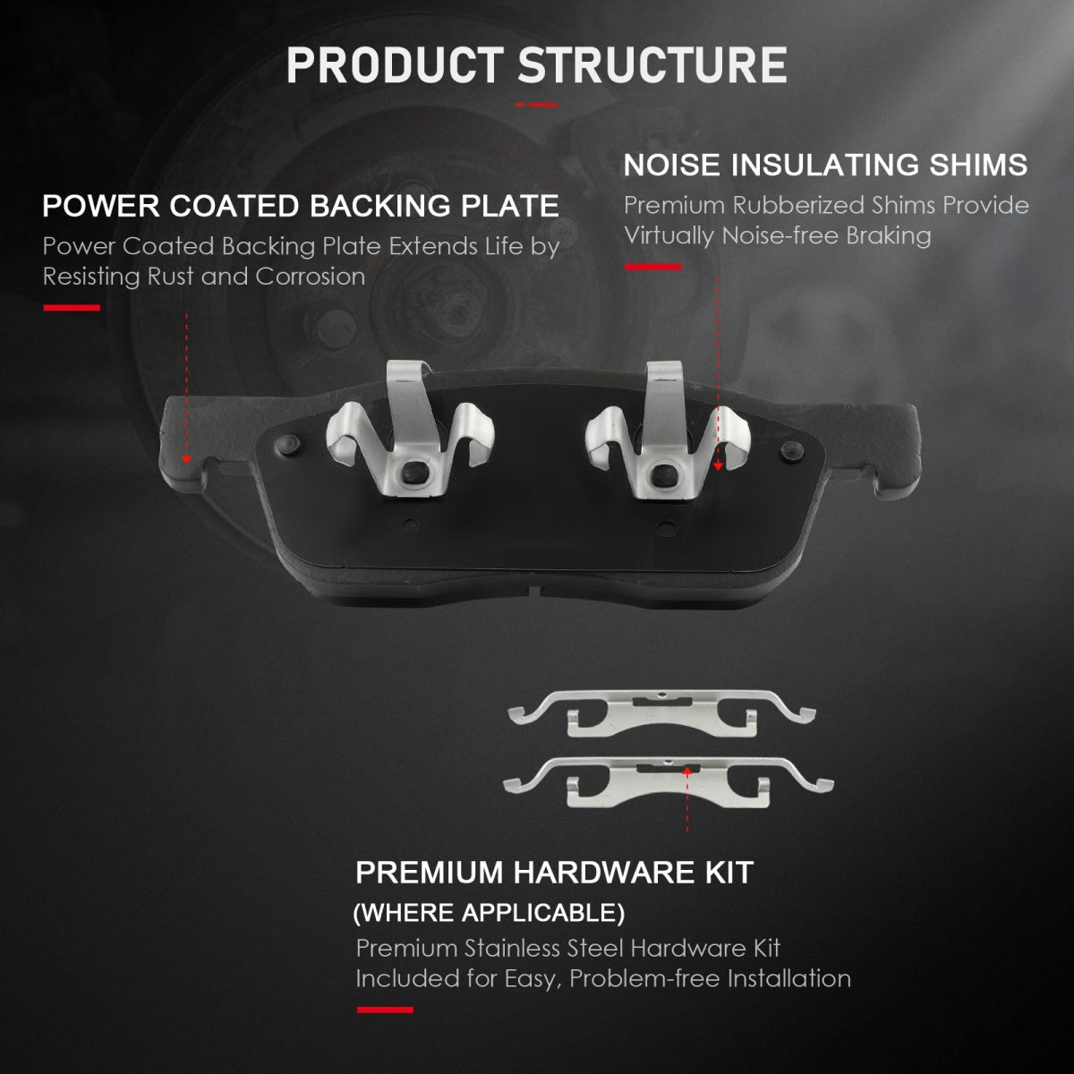Front Disc Brake Pad Set With Hardware D2170 For Subaru Ascent 2019 2023 Ceramic Pads Suv
