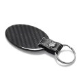 Ford Bronco Real Carbon Fiber Large Oval Shape With Black Leather Strap Key Chain