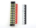 Xlx 12pcs 6 Set 600v 15a Positions Double Row Screw Terminal Strip And 400v 12 Red Black Pre-insulated Barrier 