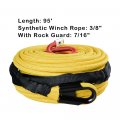 95ft X 3 8 Yellow Synthetic Winch Rope W All Rock Guard Sheath 22000 Lbs Red Hawse Fairlead Compatible With Atv Utv Suv