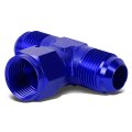 12an An-12 3 4 In Male On Run Female Center Port Flare Finish Tee Fitting Fuel Blue Aluminum T-6061 Anodized 