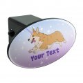 Personalized Custom 1 Line Unicorgi Unicorn Corgi Oval Tow Trailer Hitch Cover Plug Insert