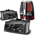 Black Clear Corner Headlight And Led Tail Light Pair For Chevy Silverado Gmt800 1500 2500 3500 Hd Fleetside Housing Lens