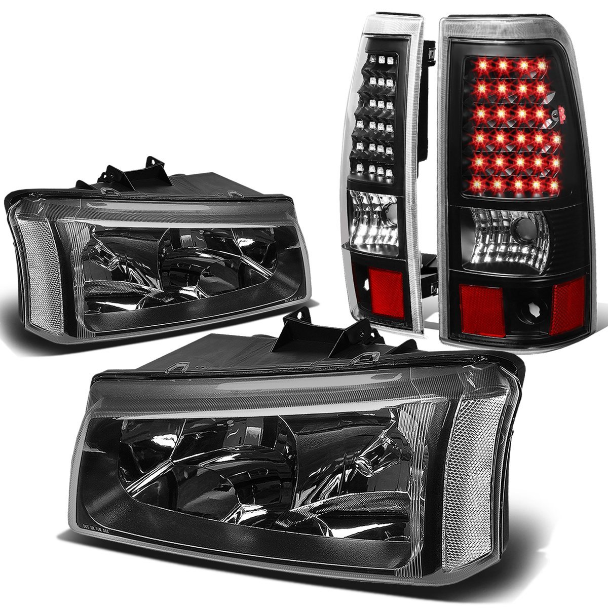 Black Clear Corner Headlight And Led Tail Light Pair For Chevy Silverado Gmt800 1500 2500 3500 Hd Fleetside Housing Lens