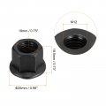 Uxcell M12 Flange Hex Nuts 2pcs Grade 10 9 Carbon Steel Black Oxide Finished For Machinery