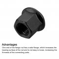 Uxcell M12 Flange Hex Nuts 2pcs Grade 10 9 Carbon Steel Black Oxide Finished For Machinery