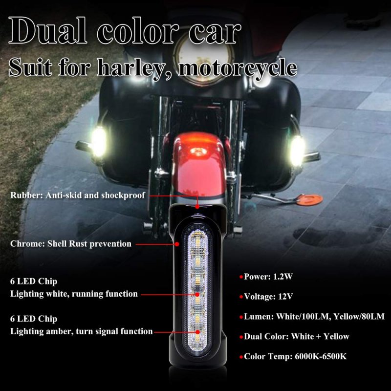 Motorcycle Highway Bar Lights Switchback Led Driving And Amber Turn Signals For 1 25 In Crash Bars Touring Bikes Black 2 Piece