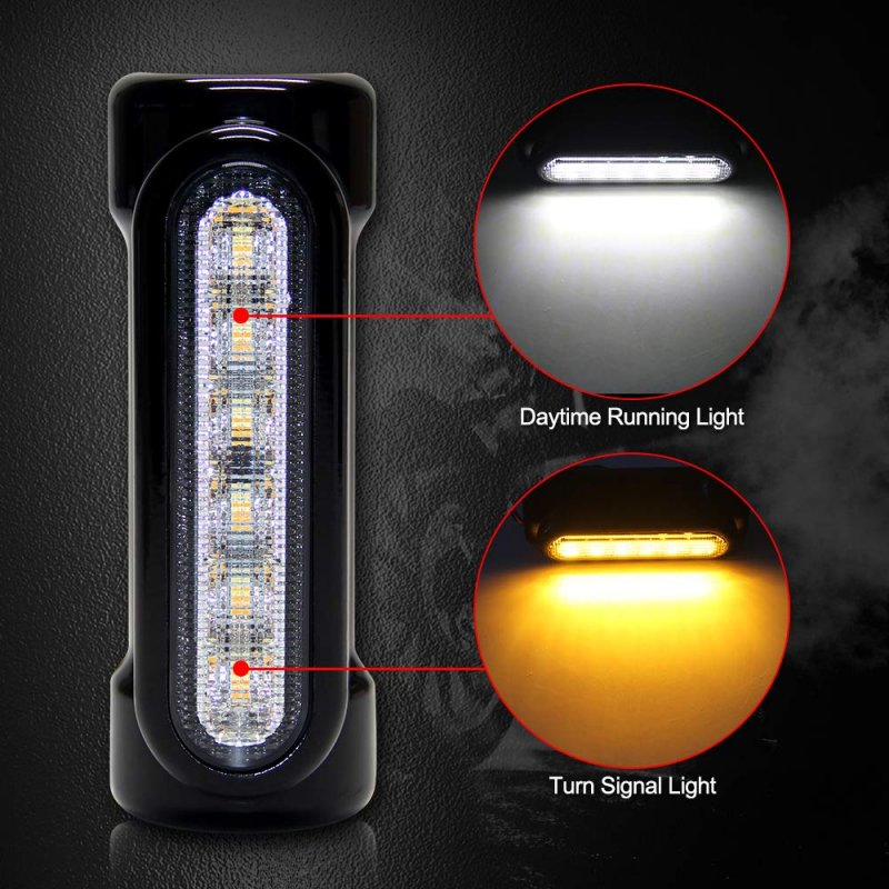 Motorcycle Highway Bar Lights Switchback Led Driving And Amber Turn Signals For 1 25 In Crash Bars Touring Bikes Black 2 Piece