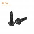 Uxcell 14 X 1 Hex Washer Head Self Drilling Screws 30pcs 410 Stainless Steel Sheet Metal Tapping For Wood Black