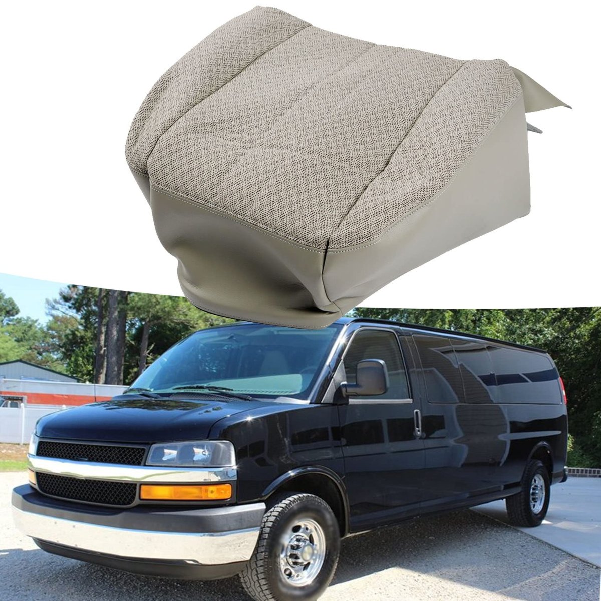 Left Driver Side Bottom Cloth Gray Seat Cover Replacement For 2003 To 2014 Express 1500 2500 3500 Van Custom Fit Power And