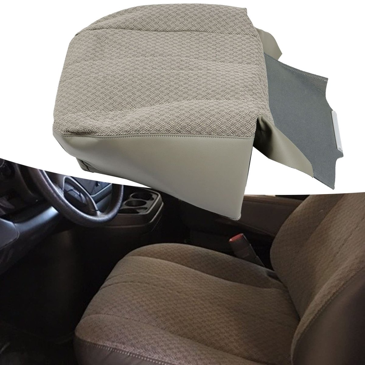 Left Driver Side Bottom Cloth Gray Seat Cover Replacement For 2003 To 2014 Express 1500 2500 3500 Van Custom Fit Power And