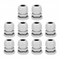 Uxcell 10pcs Pg16 Cable Gland Waterproof Plastic Joint Adjustable Locknut White For 7mm-12mm Dia Wire