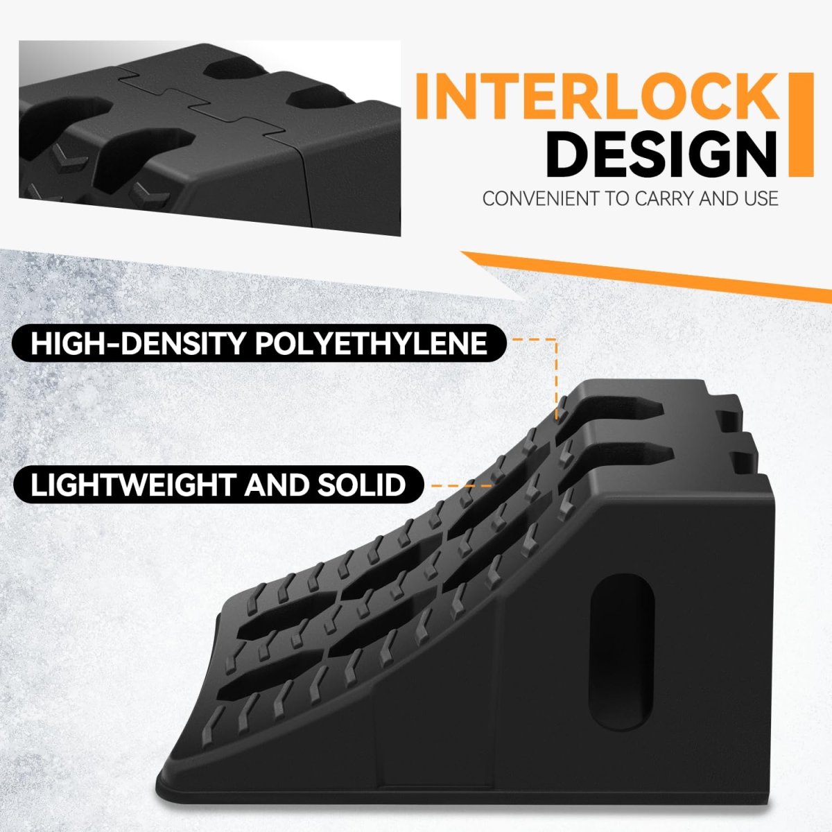 2pcs Non Slip Rv Wheel Chocks With Interlock Design Tandem For Most Tyre Sizes 17 72 X 8 11 4 57 In Black
