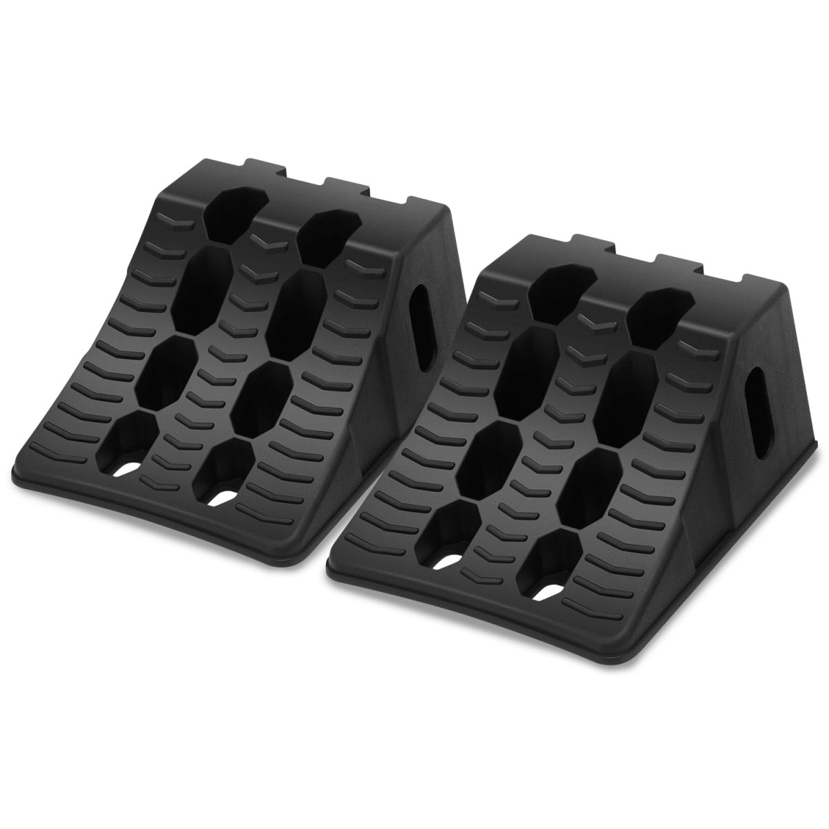 2pcs Non Slip Rv Wheel Chocks With Interlock Design Tandem For Most Tyre Sizes 17 72 X 8 11 4 57 In Black