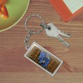 Graphics More Geometric Triceratops Dinosaur Aztec Mayan Style Rectangle Keychain In Chrome Plated Metal
