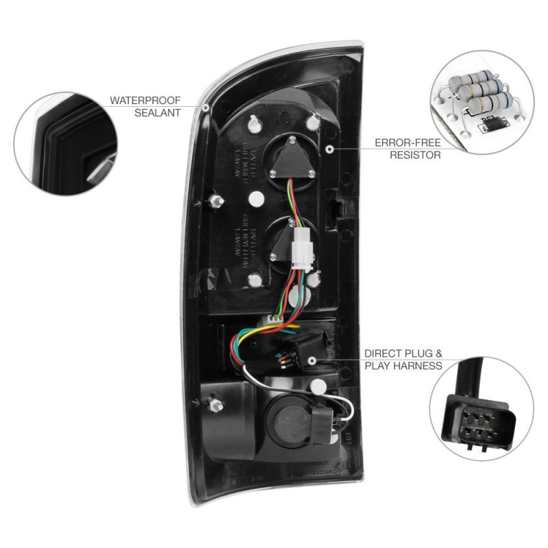 Black Housing Premium Led Tail Light Full-led Smoke Lens License Plate Lamp Assembly Replacement Bundle For 2003-2006 Dodge Ram