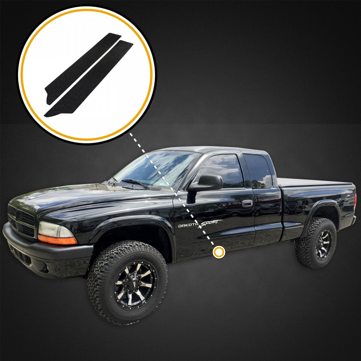 Red Hound Auto Custom Fit Door Entry Guards Scratch Shield 1997-2004 For Dodge Dakota Regular Cab Or Club 2pc Paint Protection