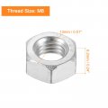 Uxcell Left-hand Hexagonal Nut M8x1 25mm 304 Stainless Steel Reverse For Assembling And Fastening 20pack