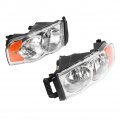 Left Right Pair Headlights Headlamps Assembly Chrome Housing With Amber Reflector Fit For Dodge Ram Pickup Truck 1500 2002-2008