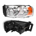Left Right Pair Headlights Headlamps Assembly Chrome Housing With Amber Reflector Fit For Dodge Ram Pickup Truck 1500 2002-2008