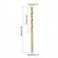Uxcell High Speed Steel Straight Shank Twist Drill Bit Fully Ground Titanium Coated 2 9mm Diameter 60mm Total Length 27mm 12