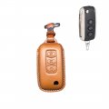 Jannechou Handmade Genuine Leather Smart Remote Key Fob Case Cover For Bentley Continental Gt Gtc Mulsanne With Chain Coffee