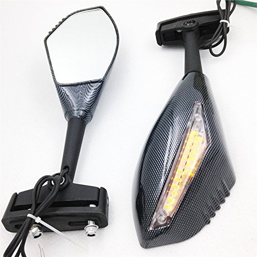 Integrated Turn Signal Mirrors With Carbon Body And Clear Lens For Honda Cbr Hurricane F2 F3 Motorcycle Led Side Pair