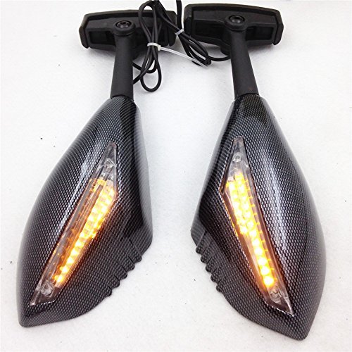 Integrated Turn Signal Mirrors With Carbon Body And Clear Lens For Honda Cbr Hurricane F2 F3 Motorcycle Led Side Pair