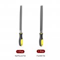 Uxcell 8-inch Double Cut Grade High Carbon Hardened Steel Half Round Flat Mill File Set With Rubber Hand Grip Handle