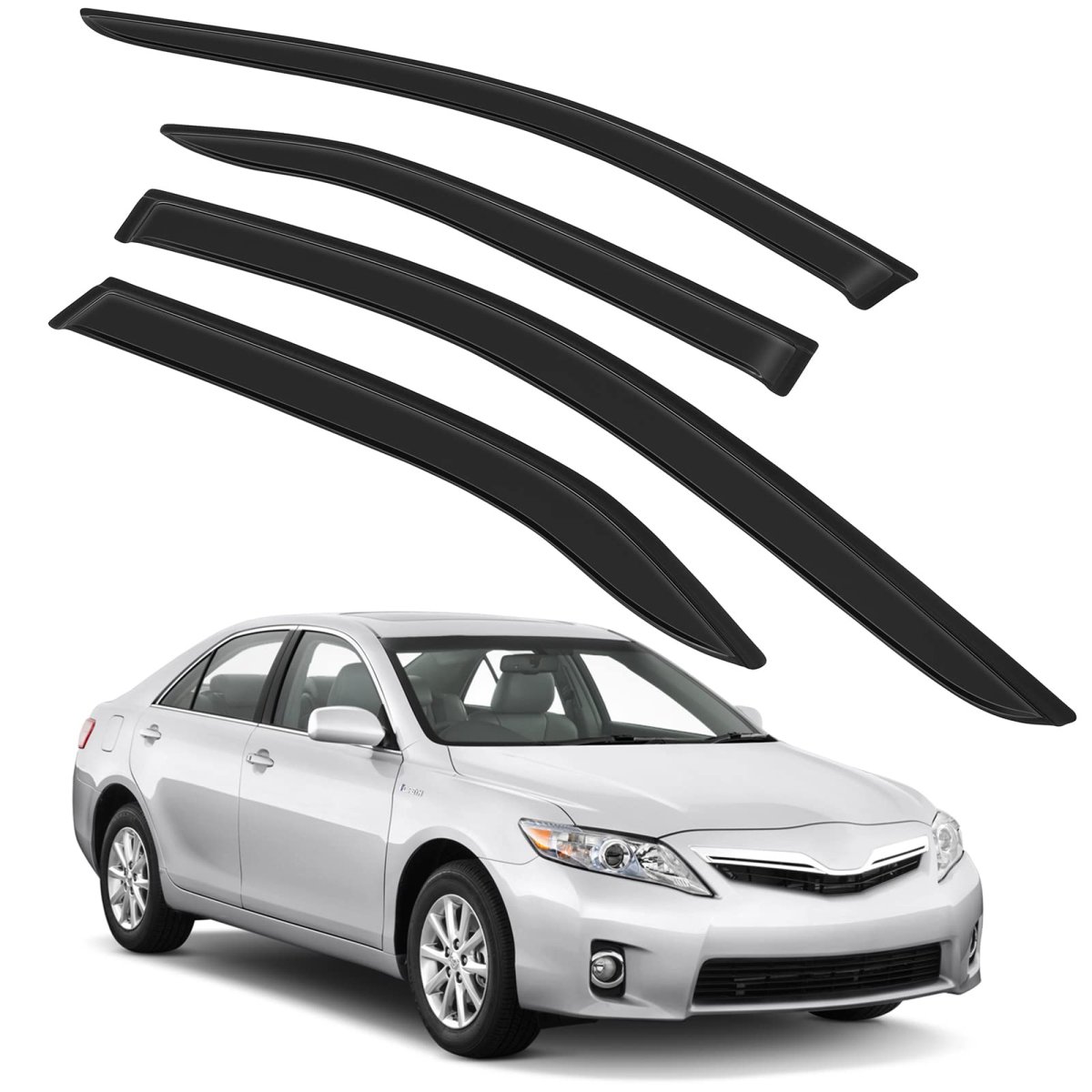 Side Window Deflector Rain Guard Set For 2007 2011 Toyota Camry 4 Piece Smoked Tint Wind Visors With 3m Adhesive Tape