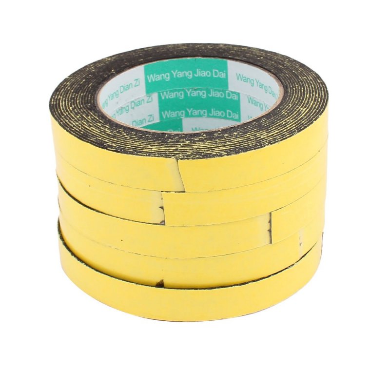 5pcs 15mm X 1mm Single Sided Self Adhesive Shockproof Sponge Foam Tape 5m Length For Door Window