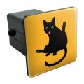 Black Cat Lifting Leg And Licking Tow Trailer Hitch Cover Plug Insert