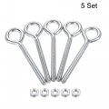 Uxcell M8x80mm Eye Hooks Screws Bolts Kit 5pcs Carbon Steel Hanger Eyelet Screw With Hex Nuts For Metal Hook Wood Terminal Ring