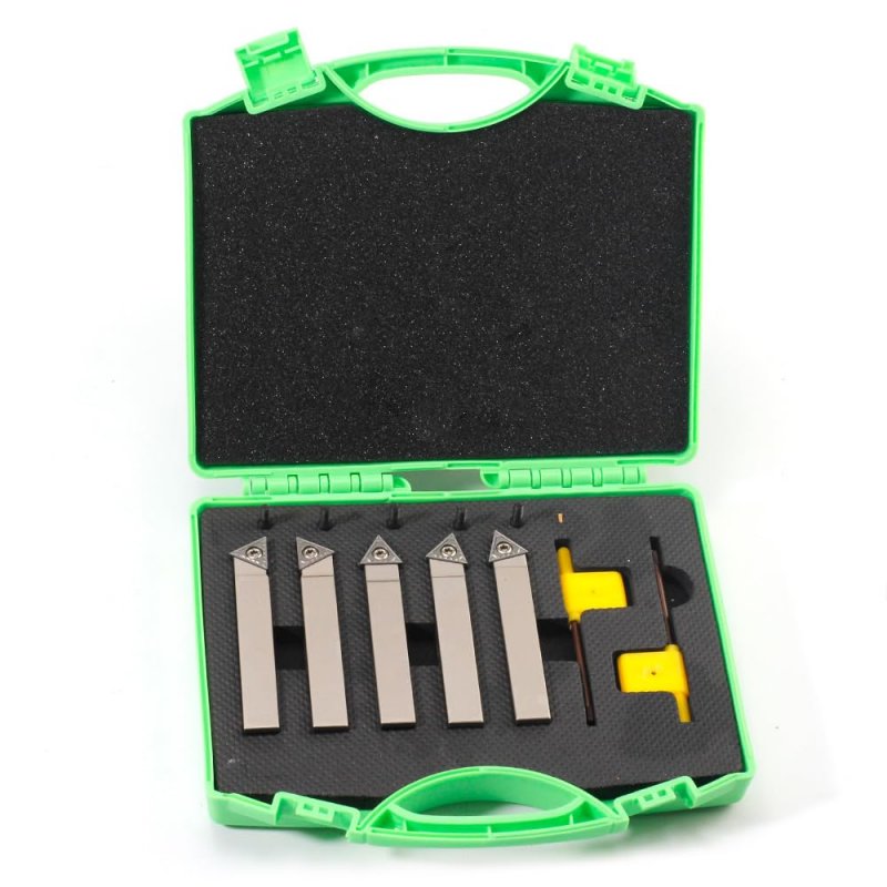Yufutol Mini Indexable Lathe Turning Tool-1 2 Shank Nickel Plated 5 Pieces Carbide Tool Set Metal Cutting Tools With Inserts