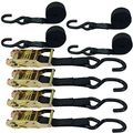4 Pack Of 1 In Black Ratchet Straps With Coated S Hooks 16 Ft Heavy Duty Tie Downs 666 Lbs Working Load Limit 2000 Breaking 