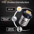Ruiandsion 10pcs E10 Led Bulb Dc 12v 0 5w 4300k Warm White 5050 1smd For Torchlight Flashlight Torch Headlight Negative Earth